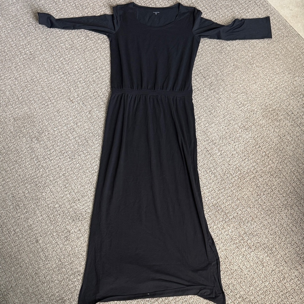 Garnet Hill Black Long-Sleeve Maxi Dress